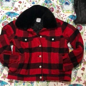 Cropped red and black plaid jacket